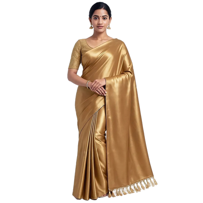 Women's Satin Silk Saree with Unstitched Embroidered Net Blouse Piece | Soft & Shiny Fabric | Ethnic Party & Festive Saree for Wedding & Special Occasions