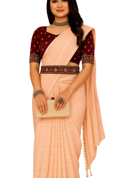 Women's Georgette Embroidered Saree with Designer Blouse | Includes Matching Embroidered Belt | Ethnic Wear for Wedding, Party & Festive Occasions | Lightweight Fabric