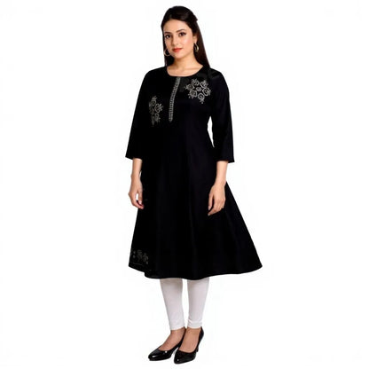 Cotton Kurti for Women | Embellished Pattern Tunic Top with 3/4 Sleeves & Round Neck | Stylish and Comfortable Wear for Office, Daily Use & Festive Occasions (Kurti Only - XL)