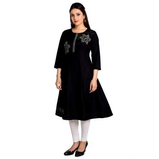 Cotton Kurti for Women | Embellished Pattern Tunic Top with 3/4 Sleeves & Round Neck | Stylish and Comfortable Wear for Office, Daily Use & Festive Occasions (Kurti Only - XL)