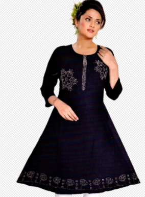Cotton Kurti for Women | Embellished Pattern Tunic Top with 3/4 Sleeves & Round Neck | Stylish and Comfortable Wear for Office, Daily Use & Festive Occasions (Kurti Only - XL)
