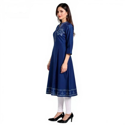 Cotton Kurti for Women | Embellished Pattern Tunic Top with 3/4 Sleeves & Round Neck | Stylish and Comfortable Wear for Office, Daily Use & Festive Occasions (Kurti Only - XL)