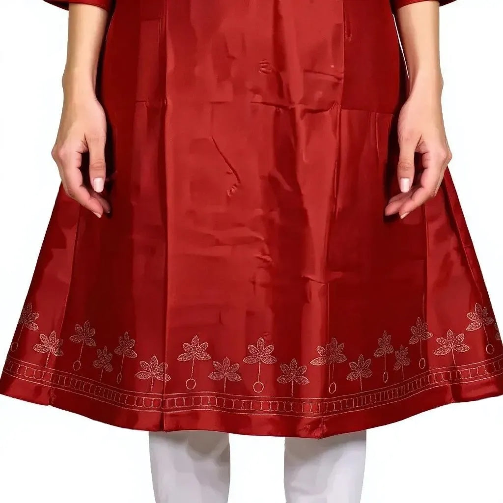 Cotton Kurti for Women | Embellished Pattern Tunic Top with 3/4 Sleeves & Round Neck | Stylish and Comfortable Wear for Office, Daily Use & Festive Occasions (Kurti Only - XL)