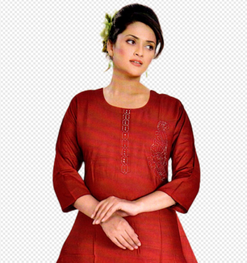Cotton Kurti for Women | Embellished Pattern Tunic Top with 3/4 Sleeves & Round Neck | Stylish and Comfortable Wear for Office, Daily Use & Festive Occasions (Kurti Only - XL)
