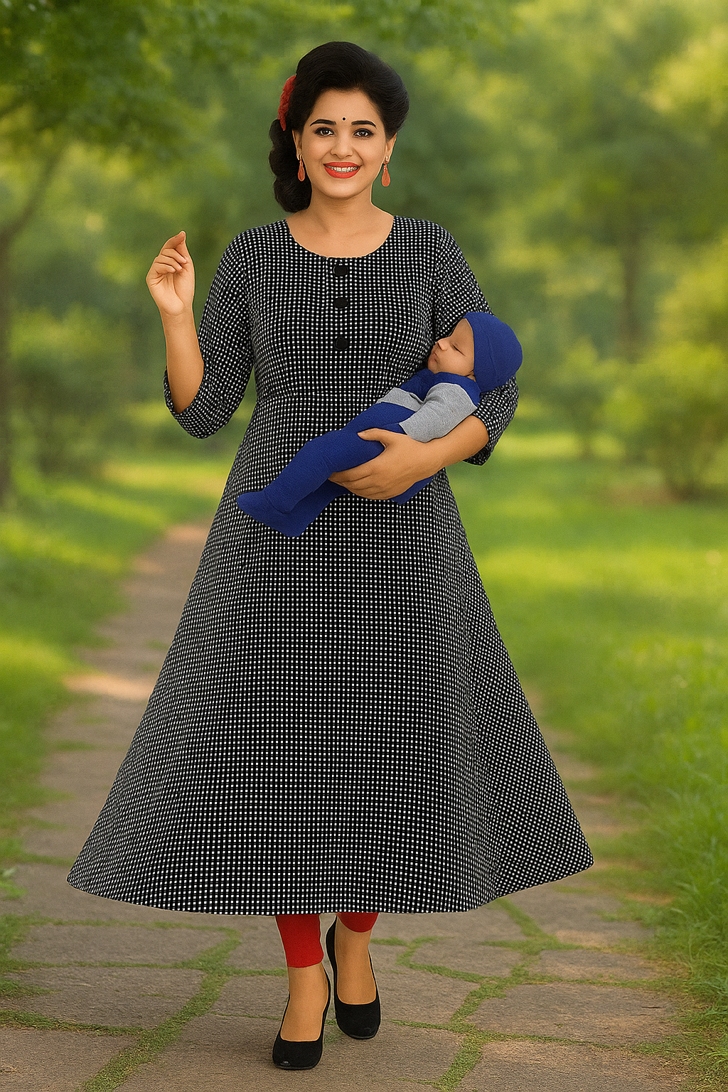 Maternity Feeding Kurta for Women | Cotton Blend Nursing Dress with Concealed Vertical Zippers for Easy Breastfeeding | Comfortable and Stylish Pregnancy Wear - XL & XXL