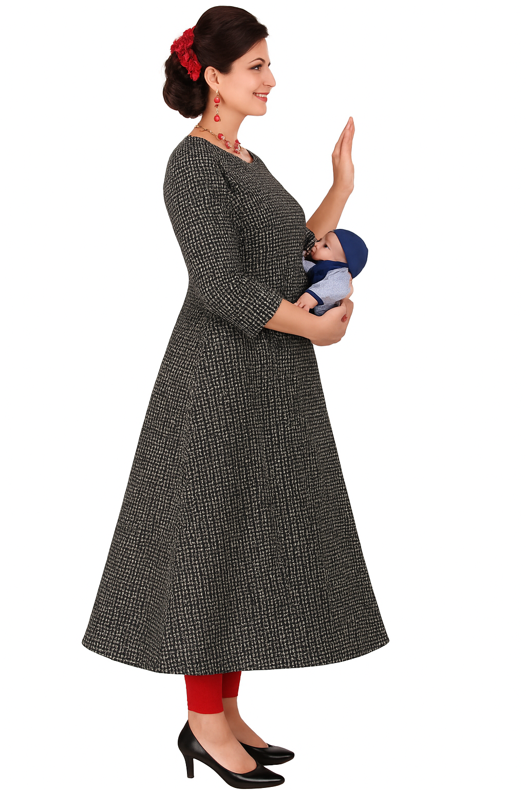 Maternity Feeding Kurta for Women | Cotton Blend Nursing Dress with Concealed Vertical Zippers for Easy Breastfeeding | Comfortable and Stylish Pregnancy Wear - XL & XXL