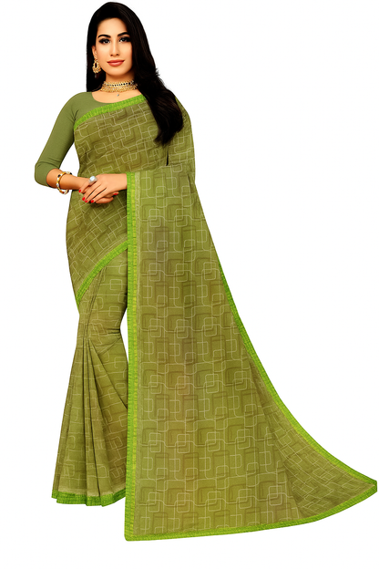 Elegant Net Saree with Geometric Pattern & Subtle Border – Lightweight & Comfortable Saree for Women | Perfect for Festive, Wedding, Traditional & Casual Wear