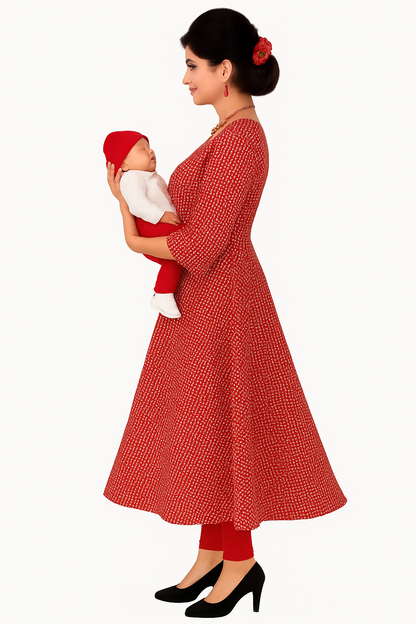 Maternity Feeding Kurta for Women | Cotton Blend Nursing Dress with Concealed Vertical Zippers for Easy Breastfeeding | Comfortable and Stylish Pregnancy Wear - XL & XXL