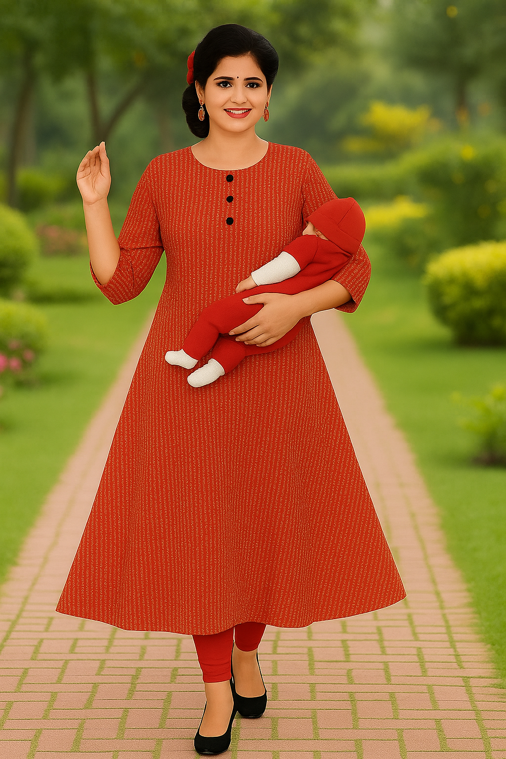 Maternity Feeding Kurta for Women | Cotton Blend Nursing Dress with Concealed Vertical Zippers for Easy Breastfeeding | Comfortable and Stylish Pregnancy Wear - XL & XXL