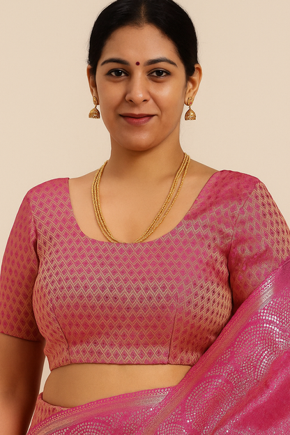 Shimmer Silk Saree for Women | Pink Double Tone Saree with Intricate Border | Silk Saree for Special Occasions | Ideal for Weddings, Festivals and Traditional Occasions