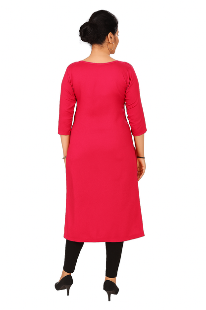 Cotton Kurti for Women | Embellished Pattern Tunic Top with 3/4 Sleeves & Round Neck | Stylish and Comfortable Wear for Office, Daily Use & Festive Occasions (Kurti Only - XL)