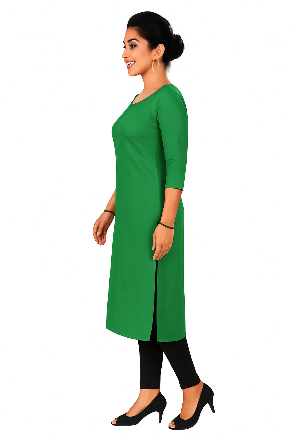 Cotton Kurti for Women | Embellished Pattern Tunic Top with 3/4 Sleeves & Round Neck | Stylish and Comfortable Wear for Office, Daily Use & Festive Occasions (Kurti Only - XL)