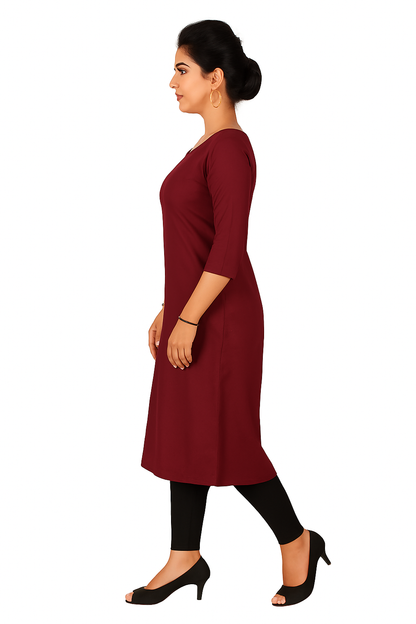 Cotton Kurti for Women | Embellished Pattern Tunic Top with 3/4 Sleeves & Round Neck | Stylish and Comfortable Wear for Office, Daily Use & Festive Occasions (Kurti Only - XL)