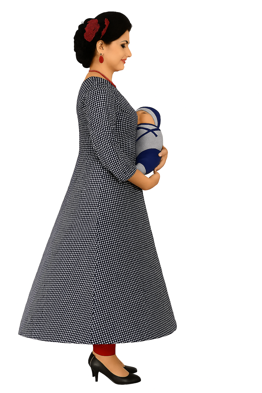 Maternity Feeding Kurta for Women | Cotton Blend Nursing Dress with Concealed Vertical Zippers for Easy Breastfeeding | Comfortable and Stylish Pregnancy Wear - XL & XXL