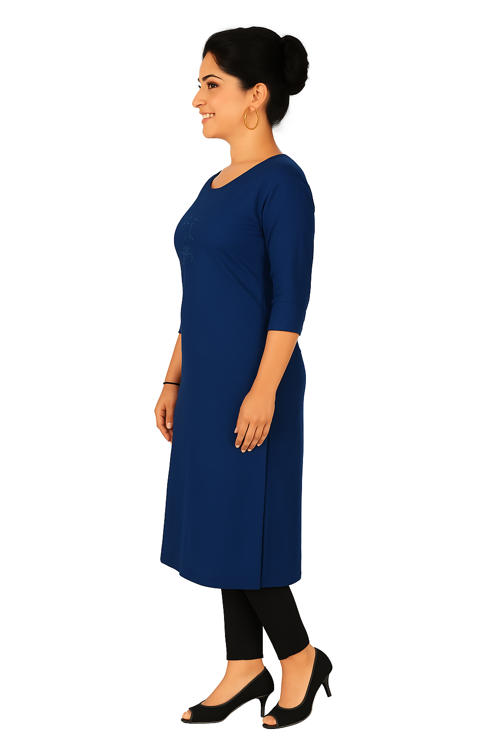 Cotton Kurti for Women | Embellished Pattern Tunic Top with 3/4 Sleeves & Round Neck | Stylish and Comfortable Wear for Office, Daily Use & Festive Occasions (Kurti Only - XL)