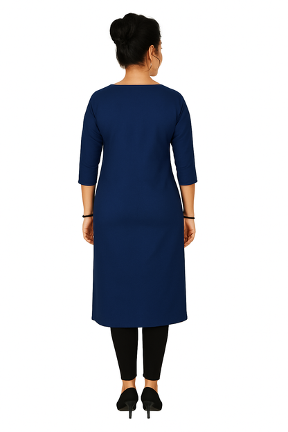 Cotton Kurti for Women | Embellished Pattern Tunic Top with 3/4 Sleeves & Round Neck | Stylish and Comfortable Wear for Office, Daily Use & Festive Occasions (Kurti Only - XL)