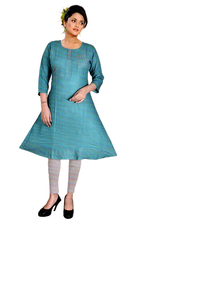 Cotton Kurti for Women | Embellished Pattern Tunic Top with 3/4 Sleeves & Round Neck | Stylish and Comfortable Wear for Office, Daily Use & Festive Occasions (Kurti Only - XL)