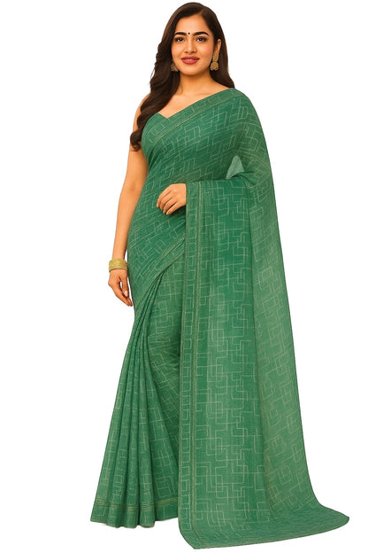 Elegant Net Saree with Geometric Pattern & Subtle Border – Lightweight & Comfortable Saree for Women | Perfect for Festive, Wedding, Traditional & Casual Wear